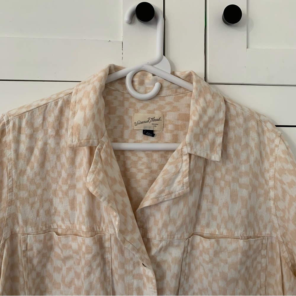 Universal Thread Pink Pattern Pocket Collar Linen… - image 4